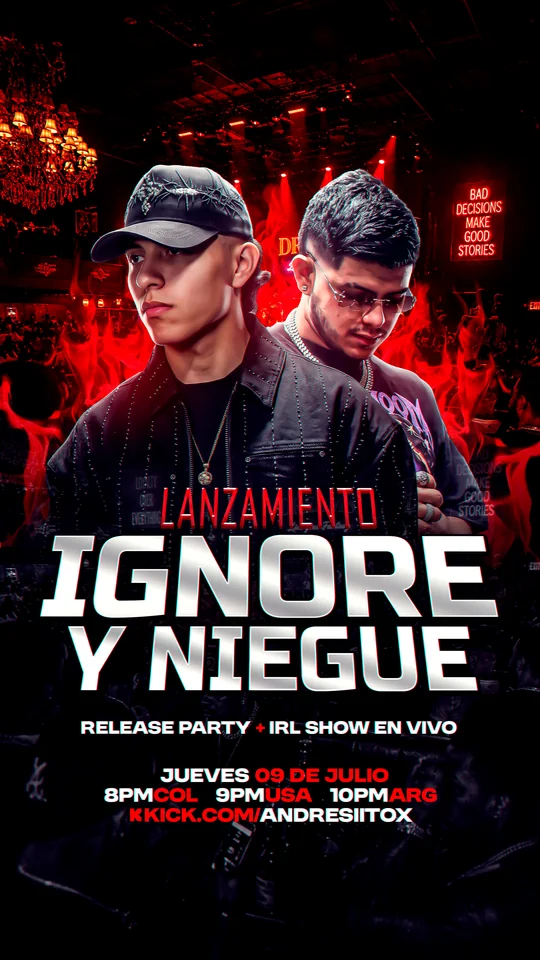 Flyer lanzamiento Ignore y Niegue